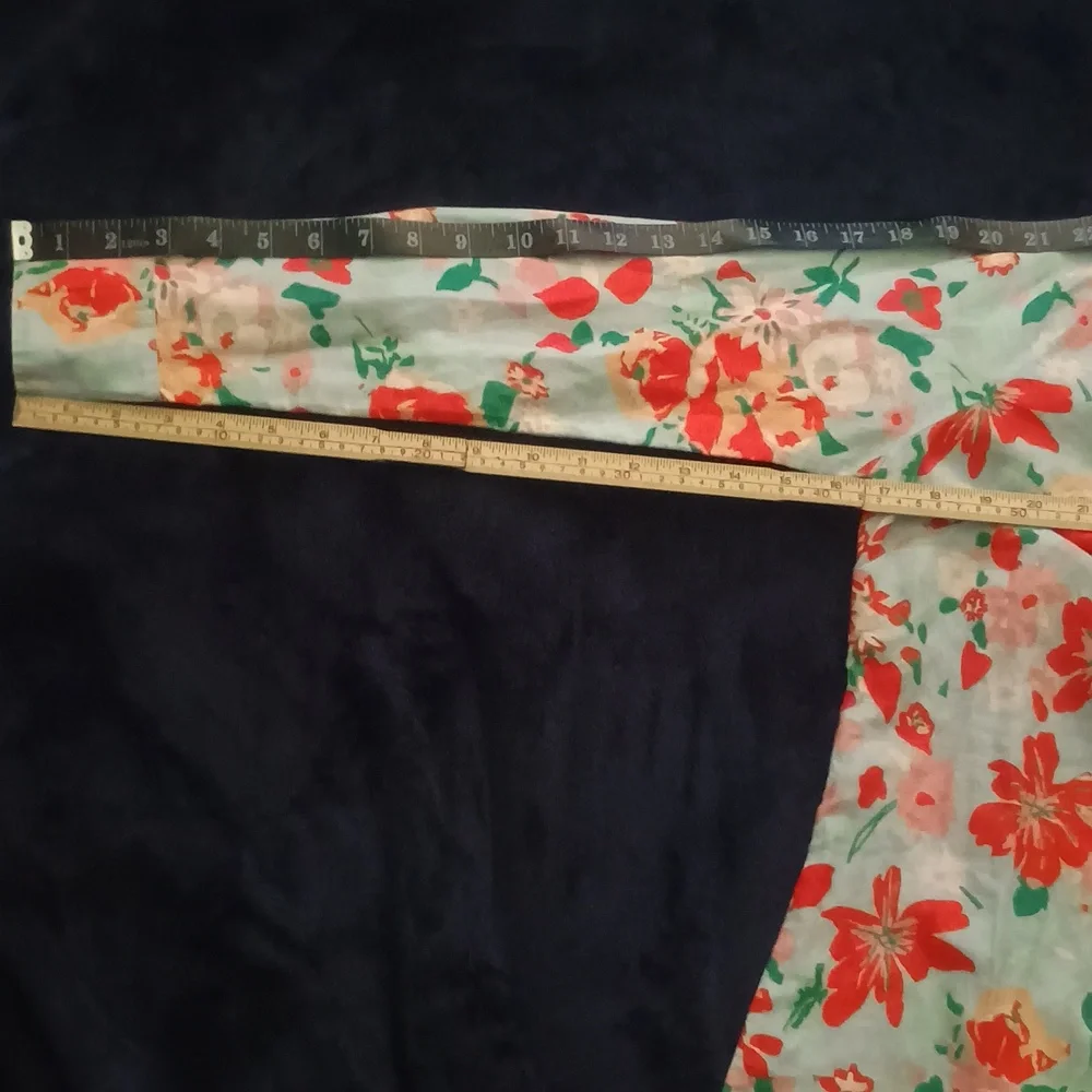 J. Crew Linen & Cotton Button-up Shirt - Sky Blue Blouse w/Floral Print - Sz XXS